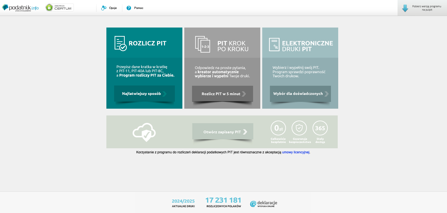 program PIT PRO (wersja przeglądarkowa)